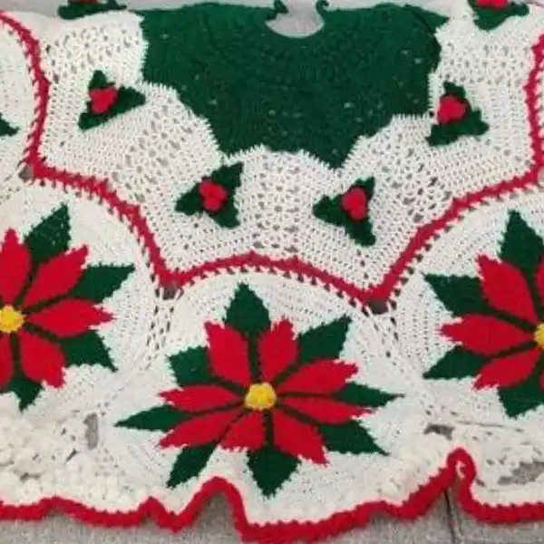 Elegant Poinsettia Tree Skirt