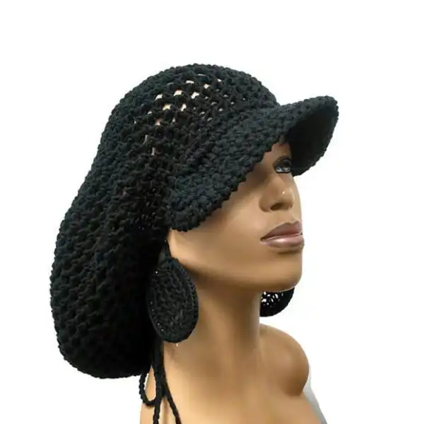 Brimmed Crochet Slouch Hat