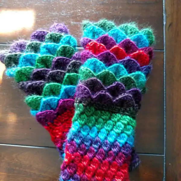 Dragon Scale Fingerless Gloves