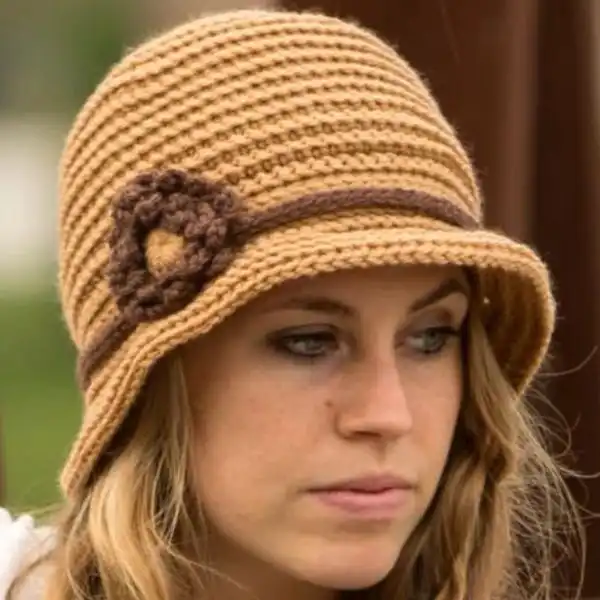 Crochet Cloche Hat with Brim