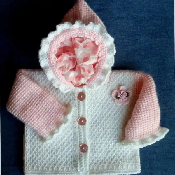 Tunisian Baby Girl Hoodie Jacket