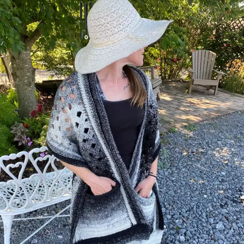 Cascade Pocket Shawl Crochet Pattern