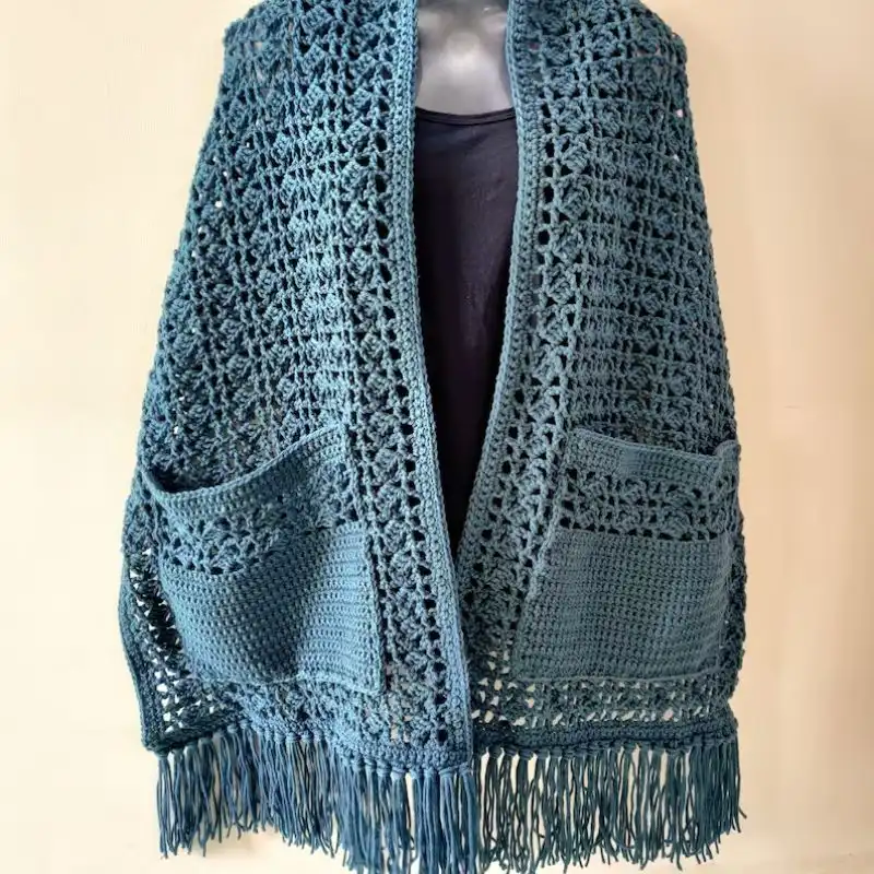 Crochet Pocket Shawl Pattern For Beginner