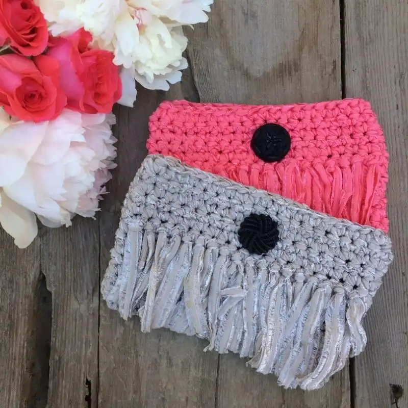 Crochet Boho Fringe Clutch