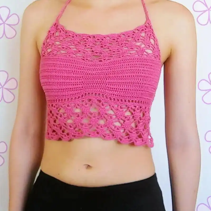 Crochet Halter Tankini Top