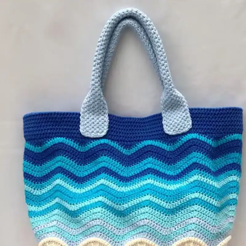 Crochet Sea Shells Beach Tote Bag