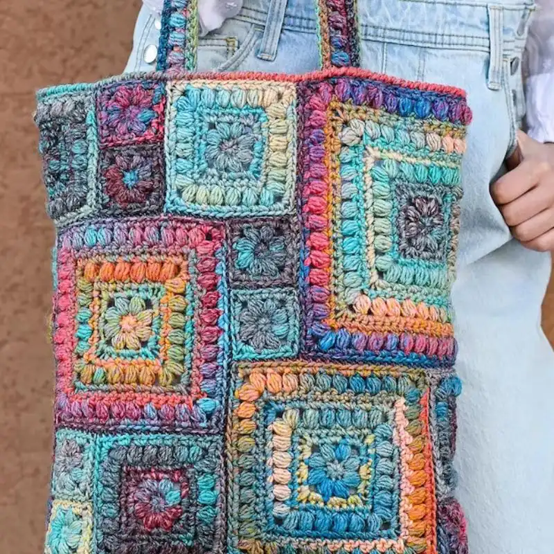 Crochet Square Scramble Sack Tote Bag