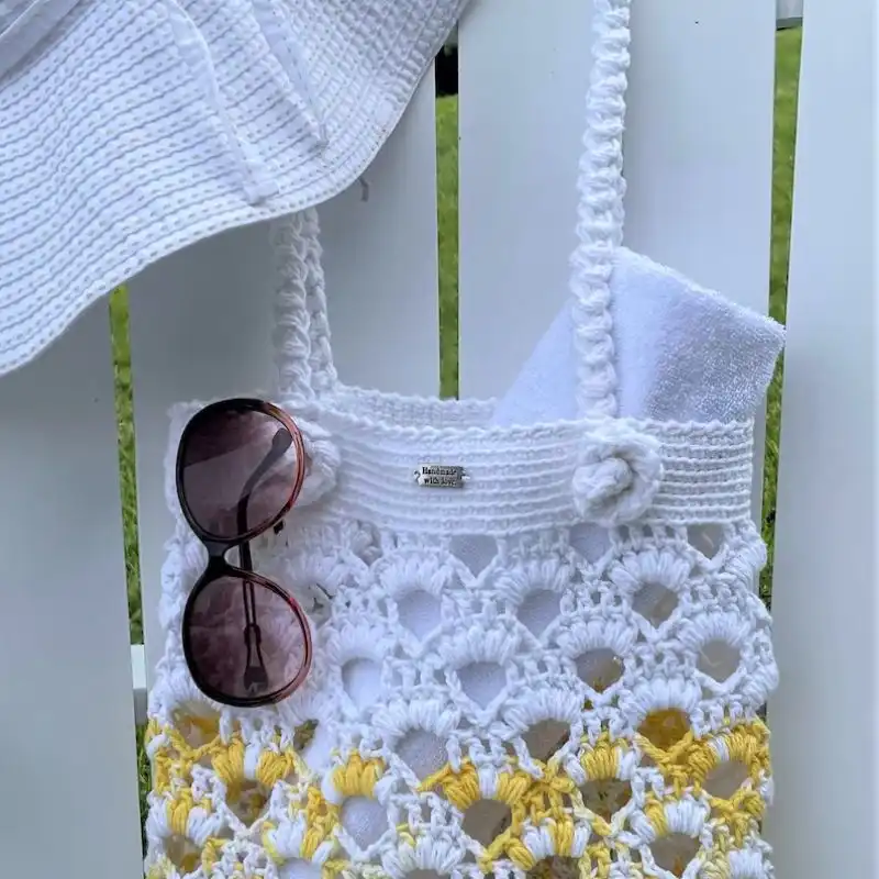 Crochet Lemon Drop Tote Bag