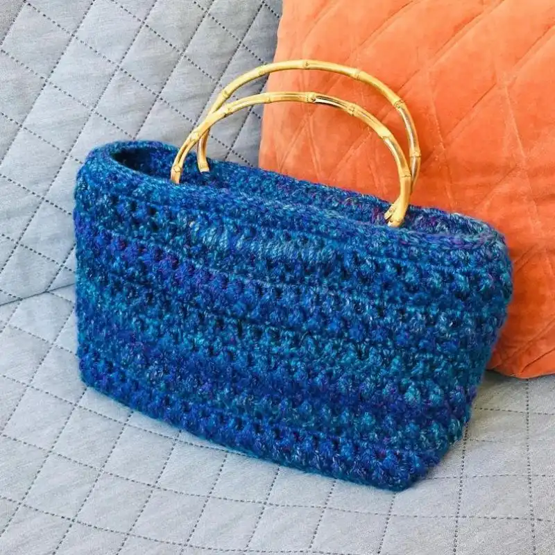 Crochet Bamboo Handle Handbag