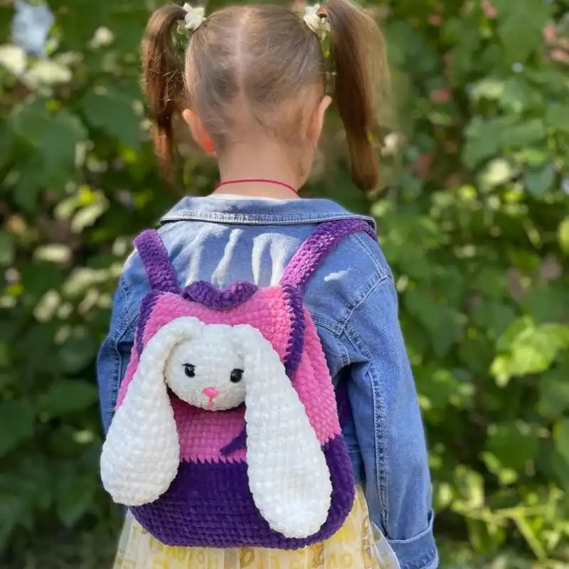 Set Of 4 Plush Crochet Backpack