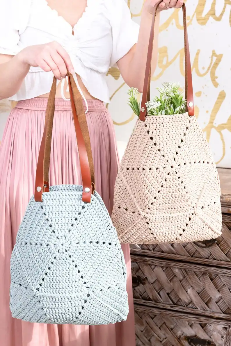 Crochet Trapez Tote Bag