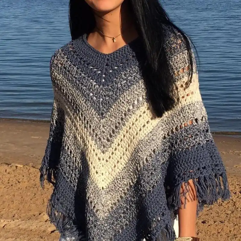 Boho Poncho With Fringe