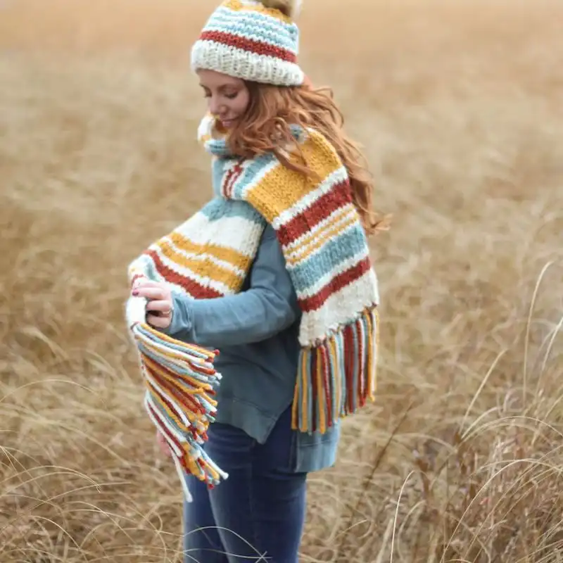 Scrappy Chunky Striped Scarf