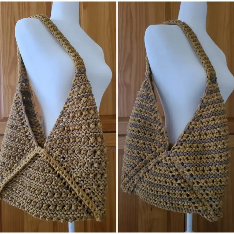 Tri-Square Reversible Tote Bag Knitting Pattern