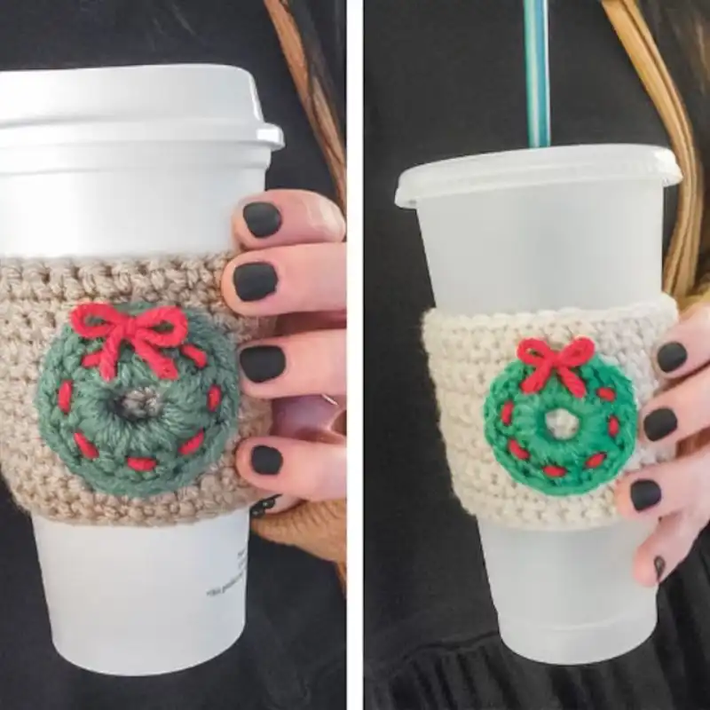 Mini Christmas Wreath Mug Cozy