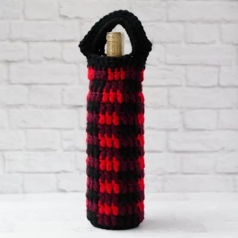 Buffalo Plaid Wine Cozy