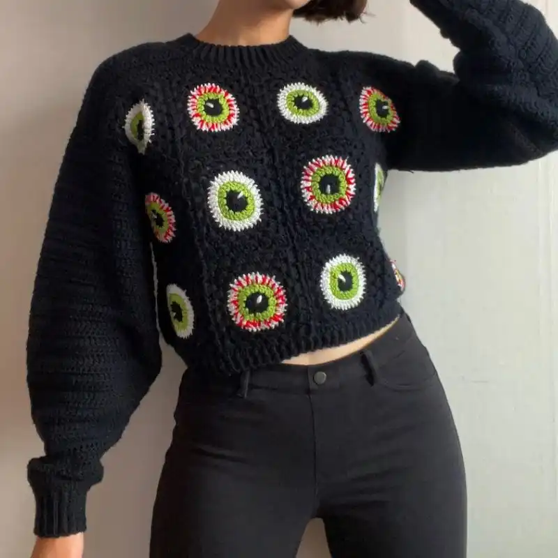 Halloween Granny Square Eyeball Sweater