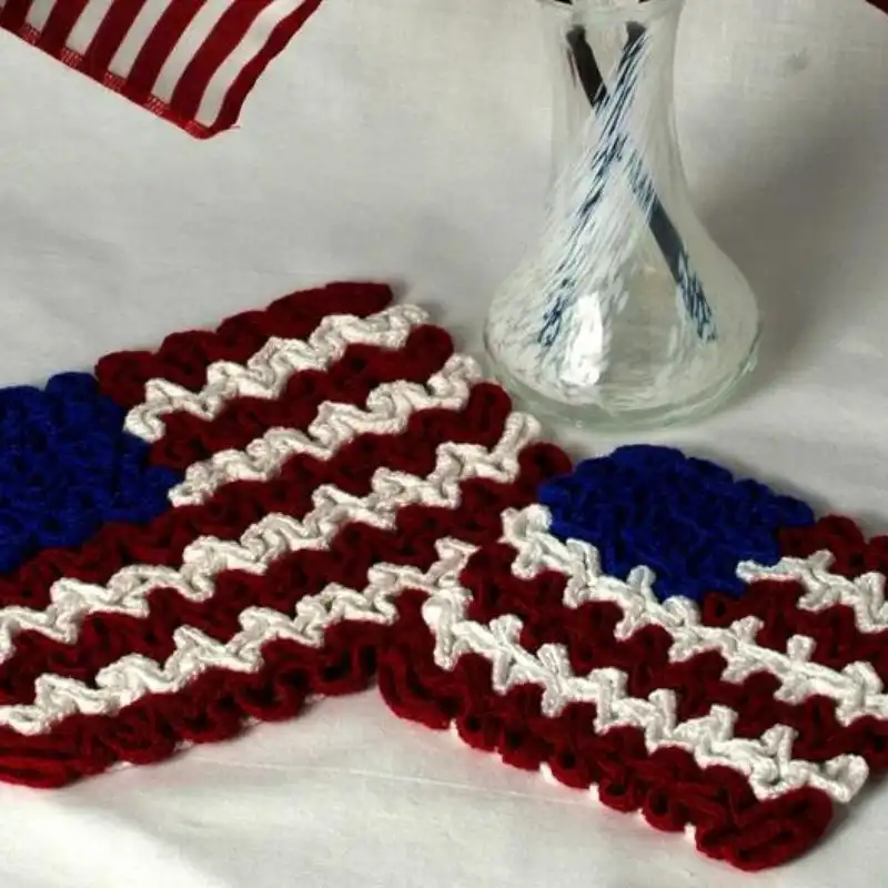 July 4th Flag Hot Pad & Coaster