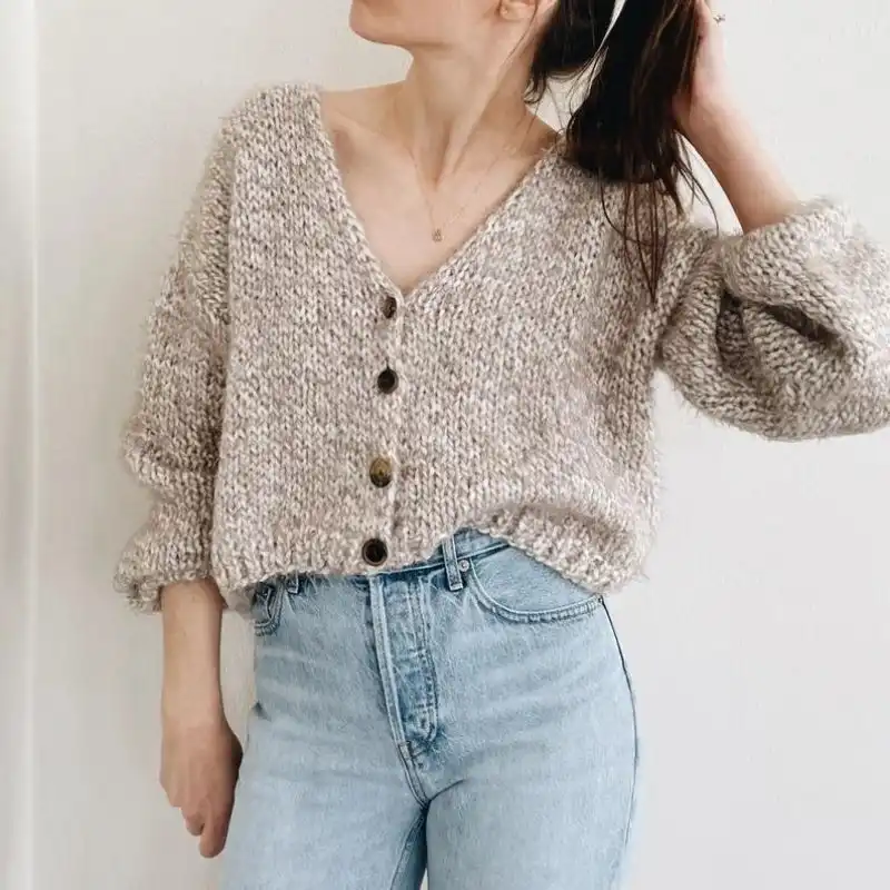 Modern V Neck Cropped Cardigan 