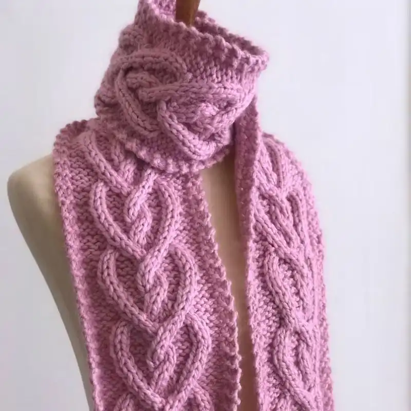 Heart Cable Scarf Knitting Pattern