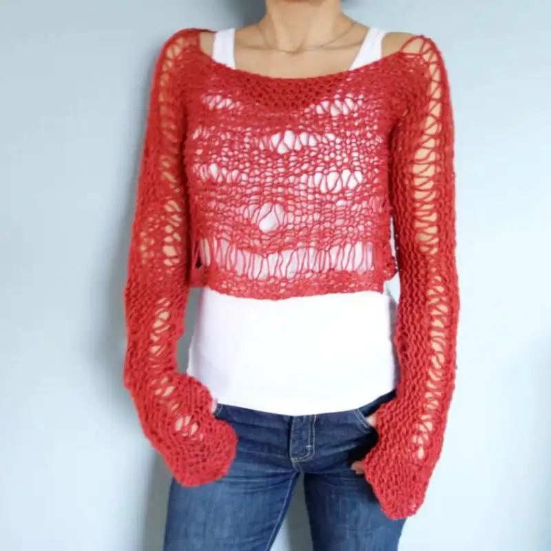 Shredded Crop Sweater