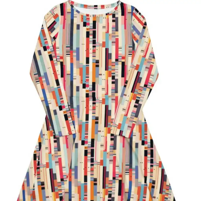 Vertical Striped Trapeze Dress