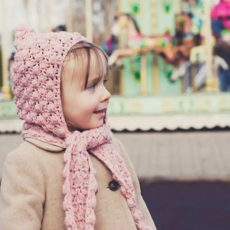 Pom-Pom Scarf With Hoodie