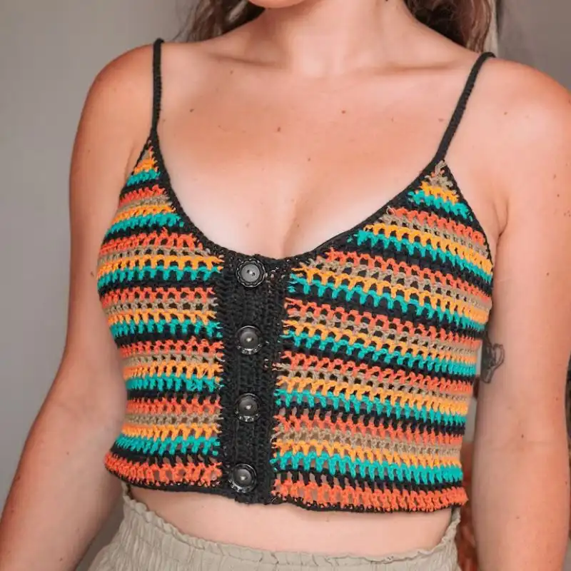 Simplistic Button Front Crop Top