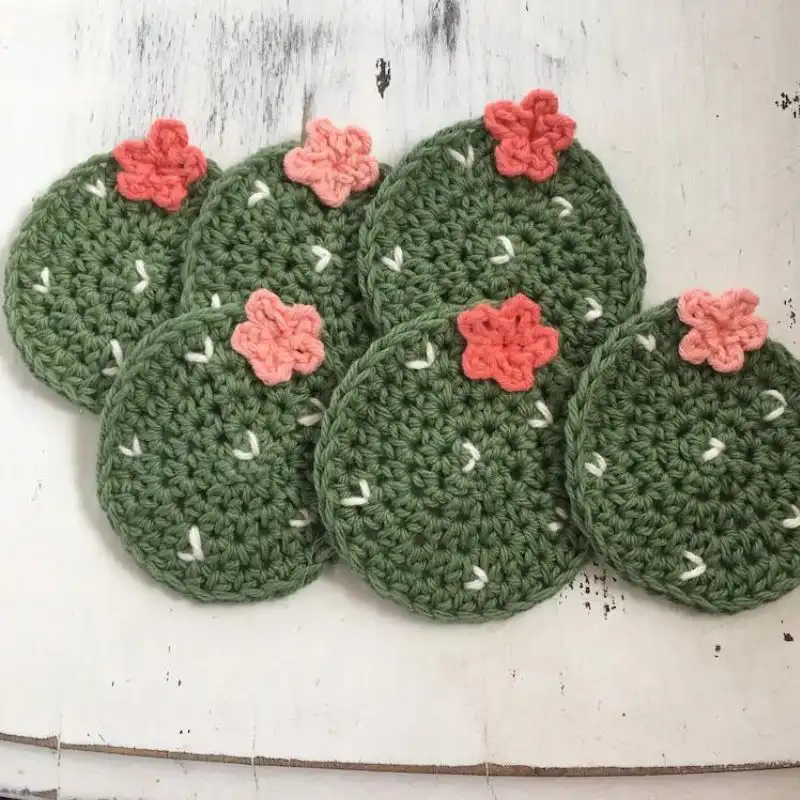 Crochet Pattern For Succulent Coasters With Jute Holder