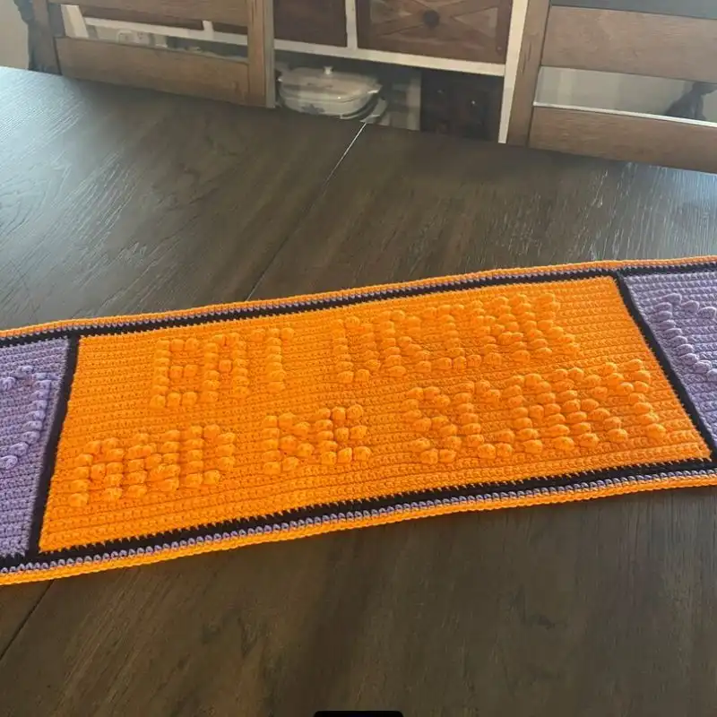 Eat Drink & Be Scary Halloween Crochet Table Runner