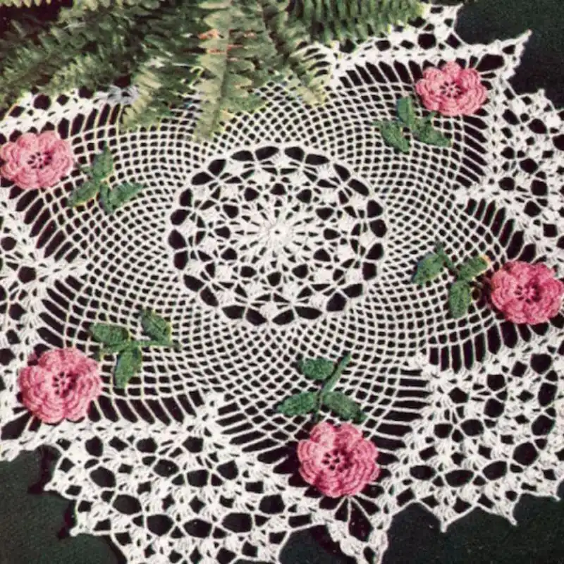 Vintage Crochet Rose Doily Pattern