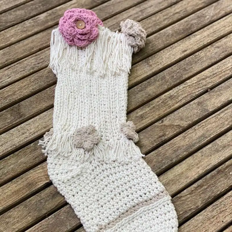 Boho Rose Christmas Stocking Crochet Pattern