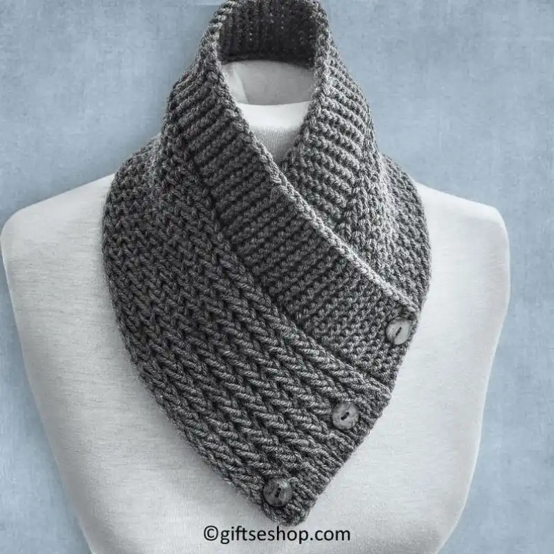 Buttoned Neck Warmer Knitting Pattern