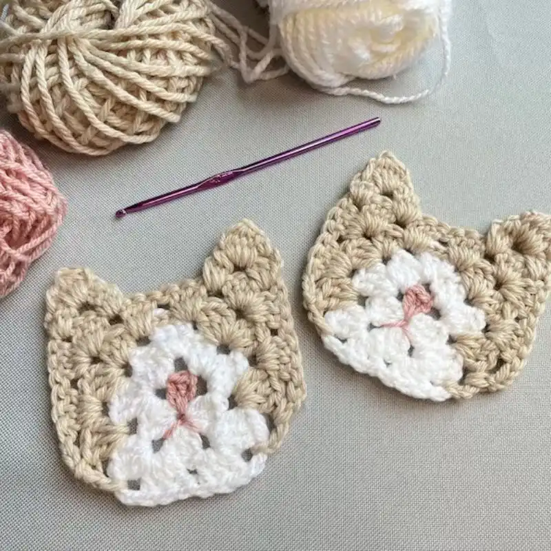 Cat Face Granny Square