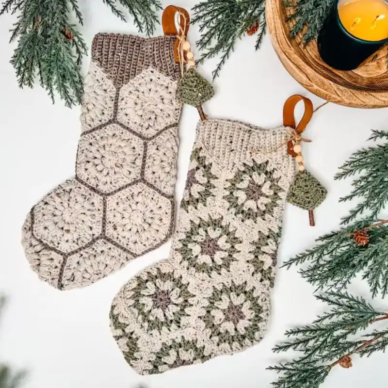 Festive Granny Hexagon Stocking