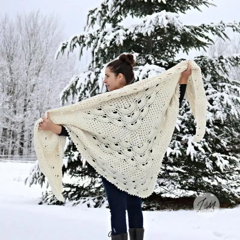 Grandma's German Shells Triangle Shawl