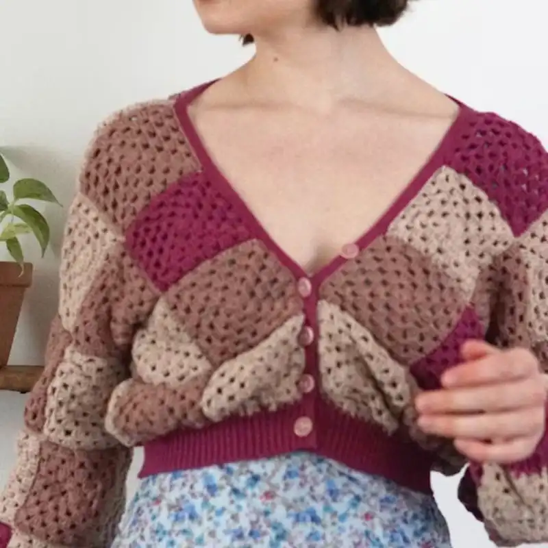 Granny Square Cropped Cardigan