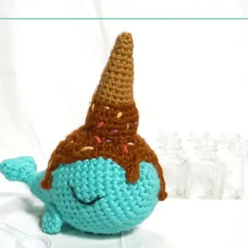 Ice Cream Narwhal Whale Amigurumi Crochet Pattern