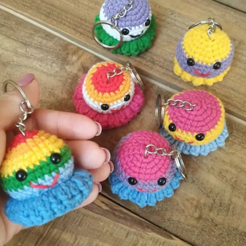 Mini Rainbow Octopus Keyring