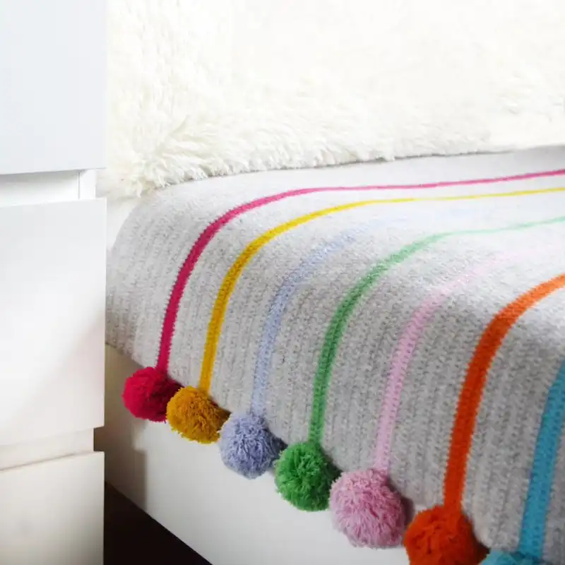 Pom Pom Stripe Crochet Blanket Kit