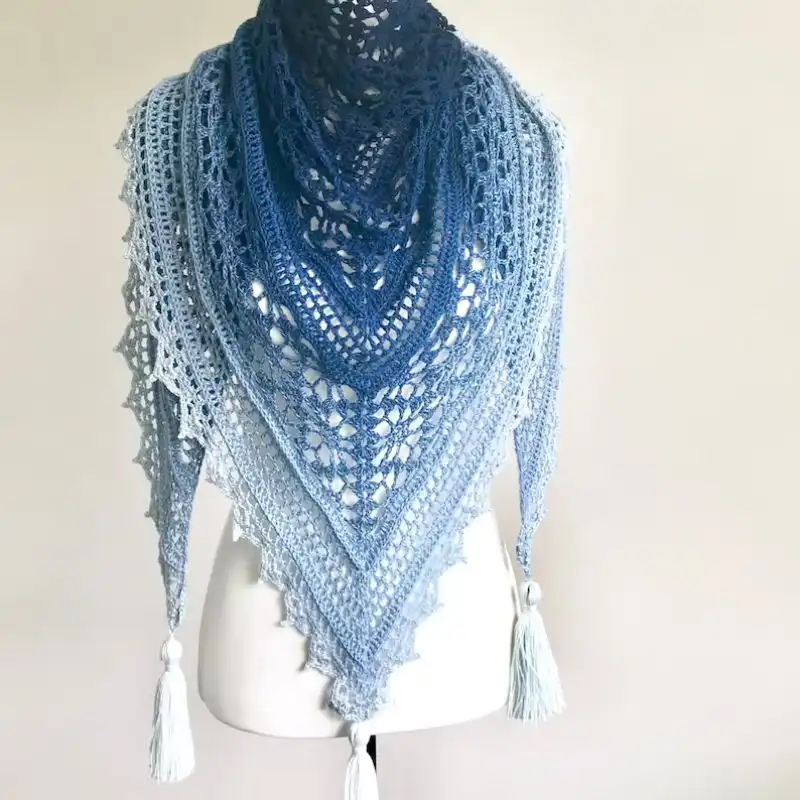 Rainforest Retreat Triangle Crochet Shawl