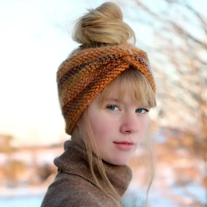 Twisted Herringbone Stitch Ear Warmer Headband