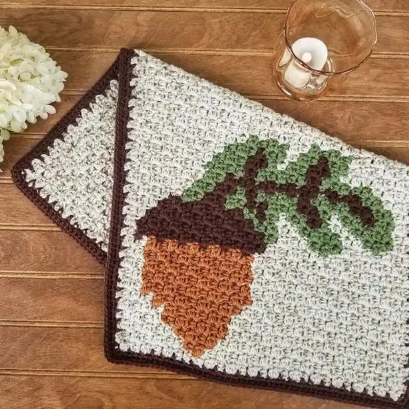 Acorn Crochet Hand Towel Pattern