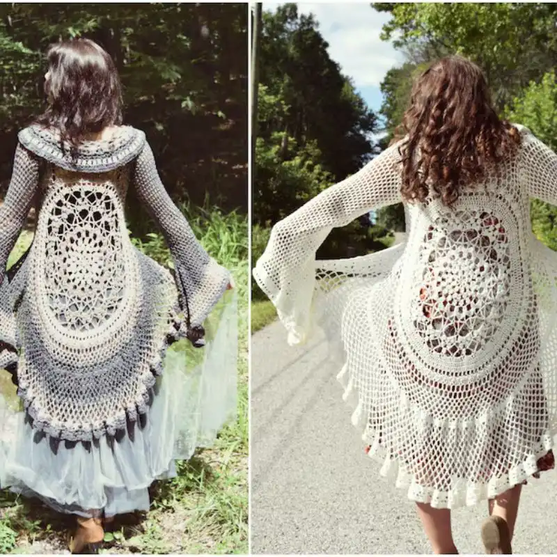 Bell Sleeve Lace Mandala Duster