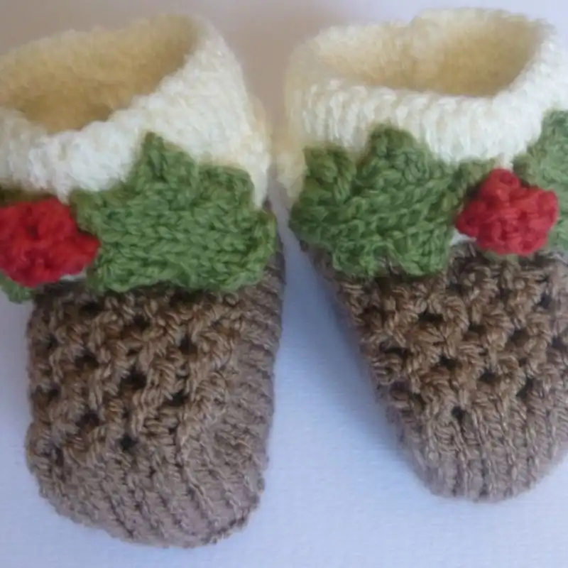 Christmas Pudding Booties For Babies