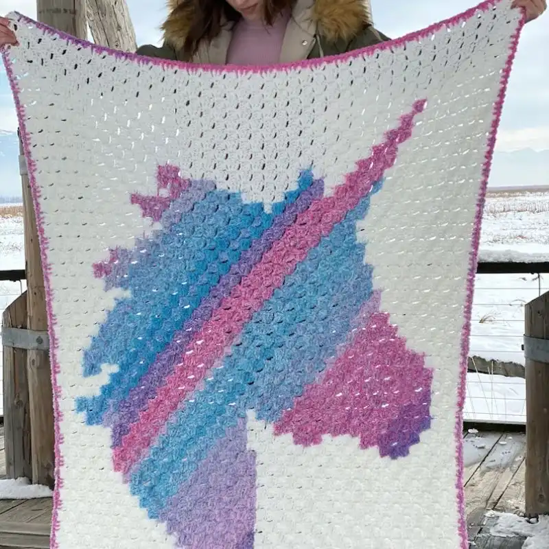 Corner To Corner Unicorn Blanket Pattern For Advanced Beginner