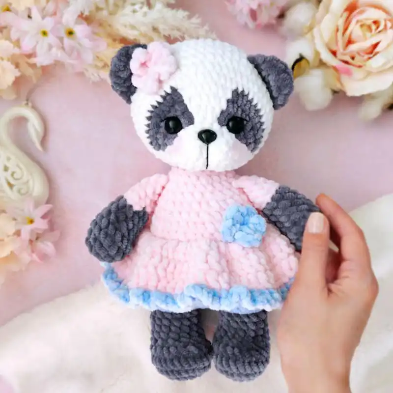 Plush Panda In Pink Dress