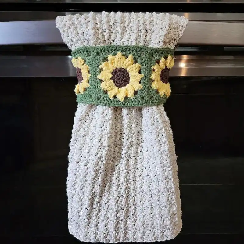 Sunflower Crochet Hand Towel